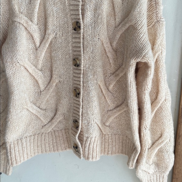 Madewell Cable Ashmont Cardigan Sweater Heather Powder - Picture 5 of 15